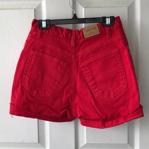 High Waisted Simon Chang Red Shorts - Picture 3 of 3